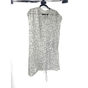 Transit Par Such Grey Black Abstract Circle Print Drawstring Shift Dress Size 2